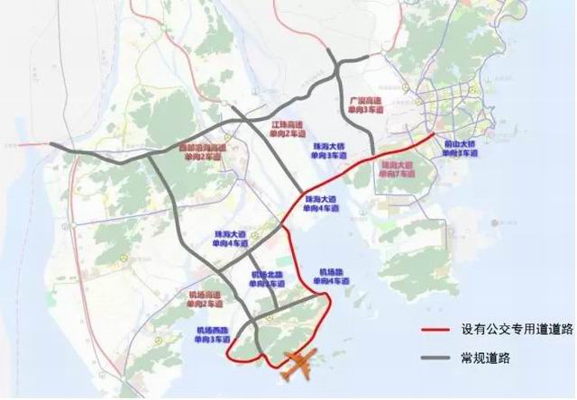 航展公交专用道路线示意图